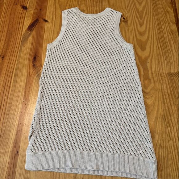 Vince Sweater Womens Small Open Knit Tunic Crochet Oatmeal Side Slit - Picture 10 of 10
